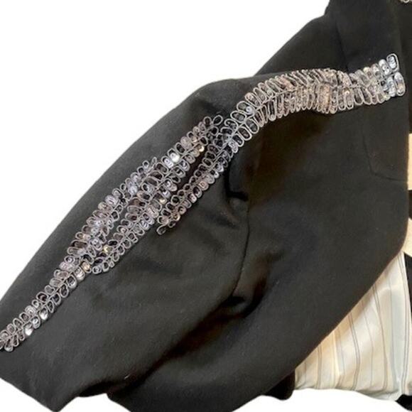 Gryphon New York Collarless Blazer Wool Cashmere Black Sz Small Beaded Detailing - Picture 8 of 10